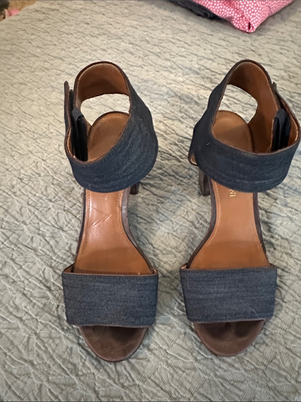Women’s Denim Ankle-Strap Block Heel Sandals